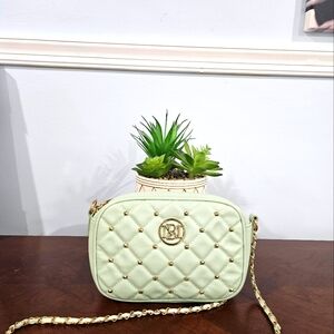 Badgley Mischka Mint Green Quilted Crossbody Bag